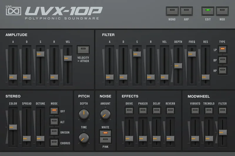 UVI UVX-10P interface