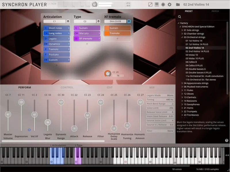 VSL Studio Special Edition 1: Essential Orchestra interface