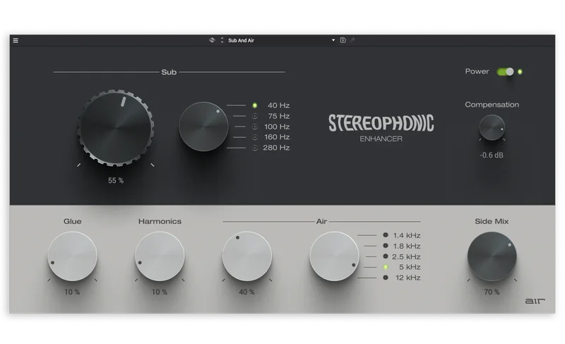 AIR Music Technology Stereophonic Enhancer interface