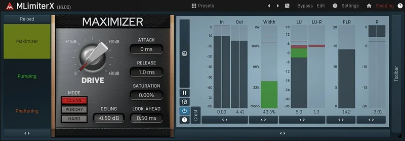 MeldaProduction MLimiterX interface