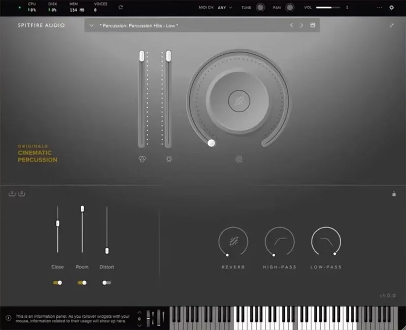 Spitfire Audio Originals Cinematic Percussion interface