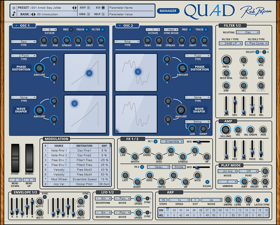 Rob Papen Quad interface