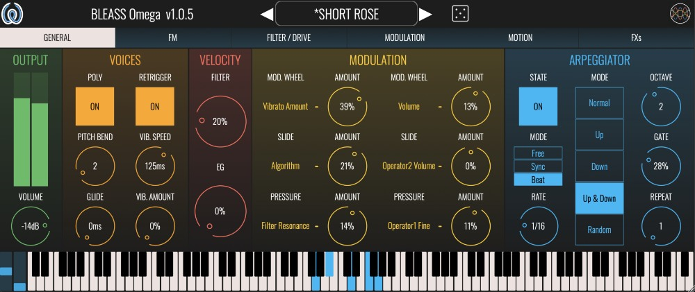 BLEASS Omega Synth interface