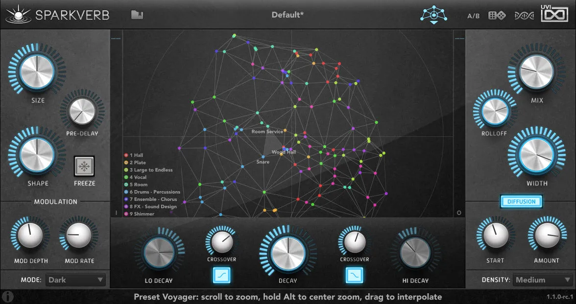 UVI Sparkverb interface