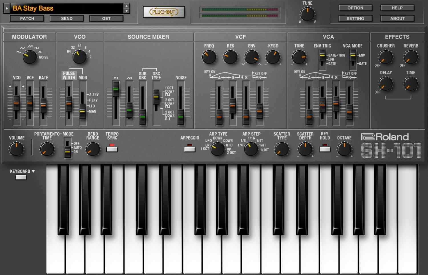 Roland SH-101 interface