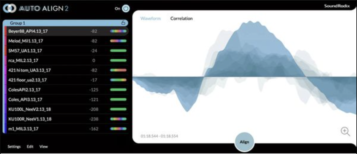 Sound Radix Auto Align interface