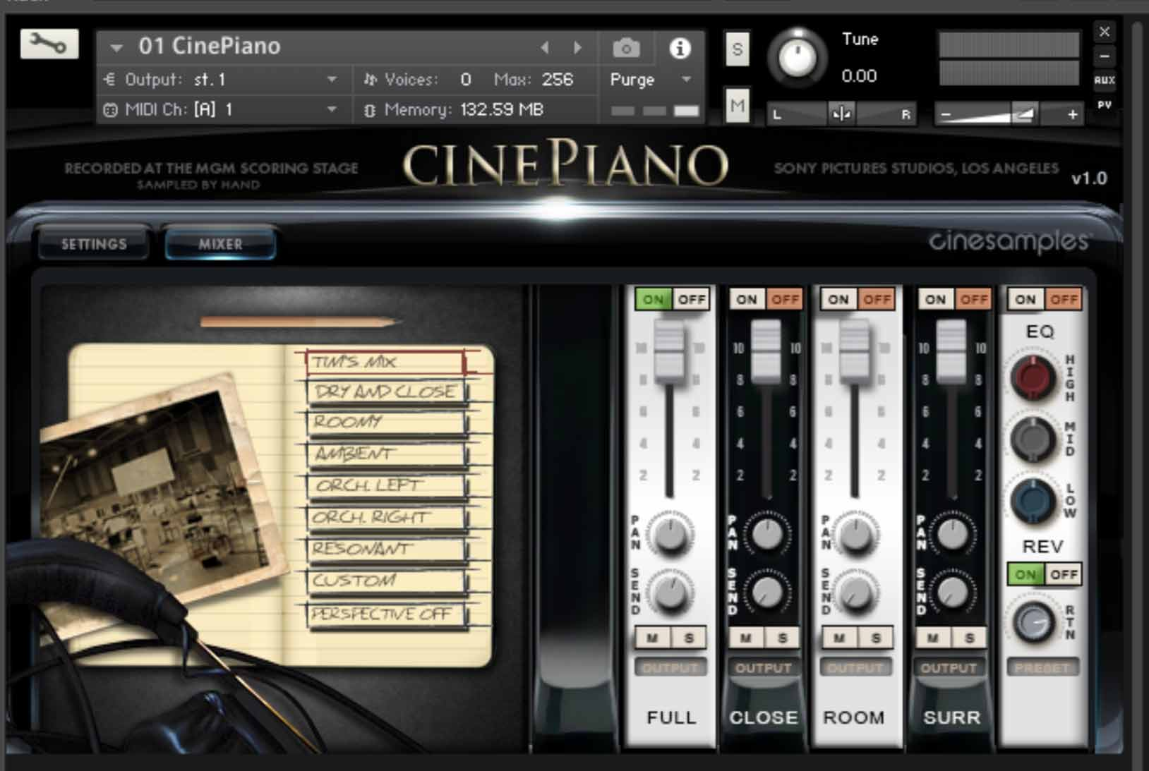 cinesamples CinePiano interface