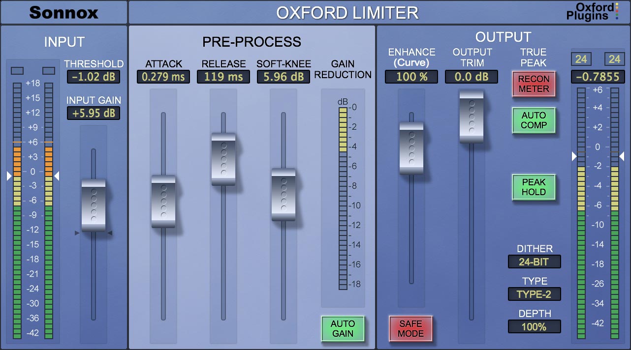 Sonnox Oxford Limiter Native interface