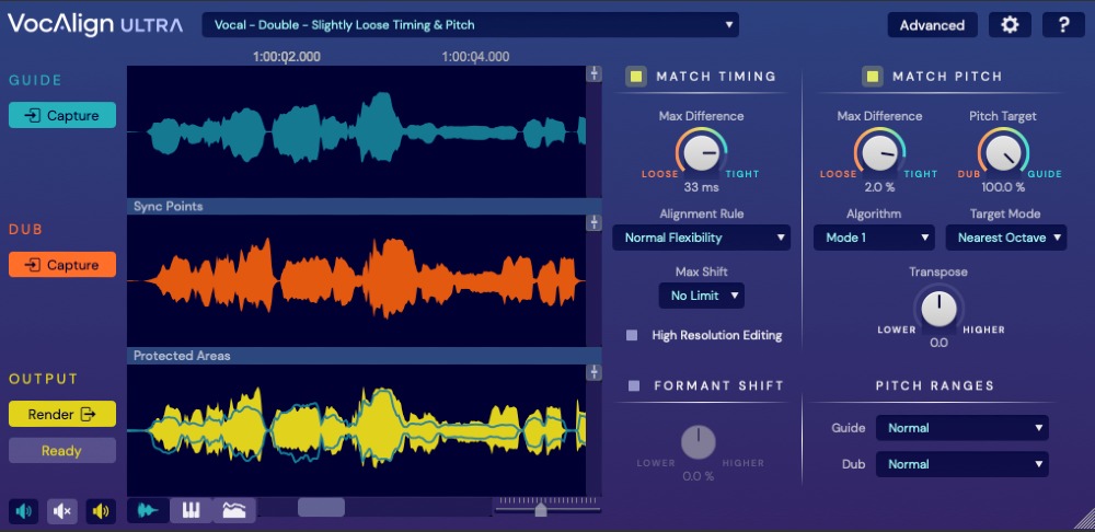 Synchro Arts VocAlign Ultra interface