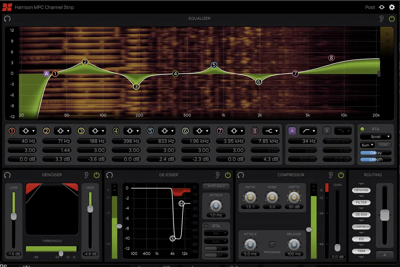 Harrison MPC Channel Strip interface