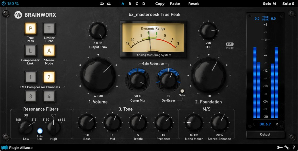 Brainworx bx_masterdesk True Peak interface