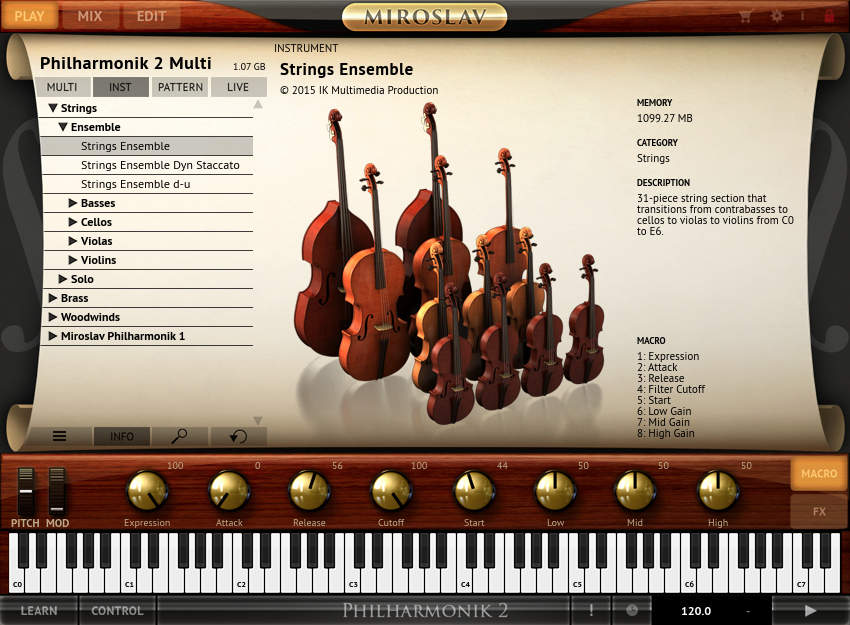 IK Multimedia Miroslav Philharmonik 2 interface