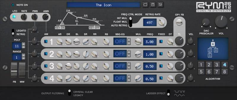 Inphonik RYM2612 Iconic FM Synthesizer interface