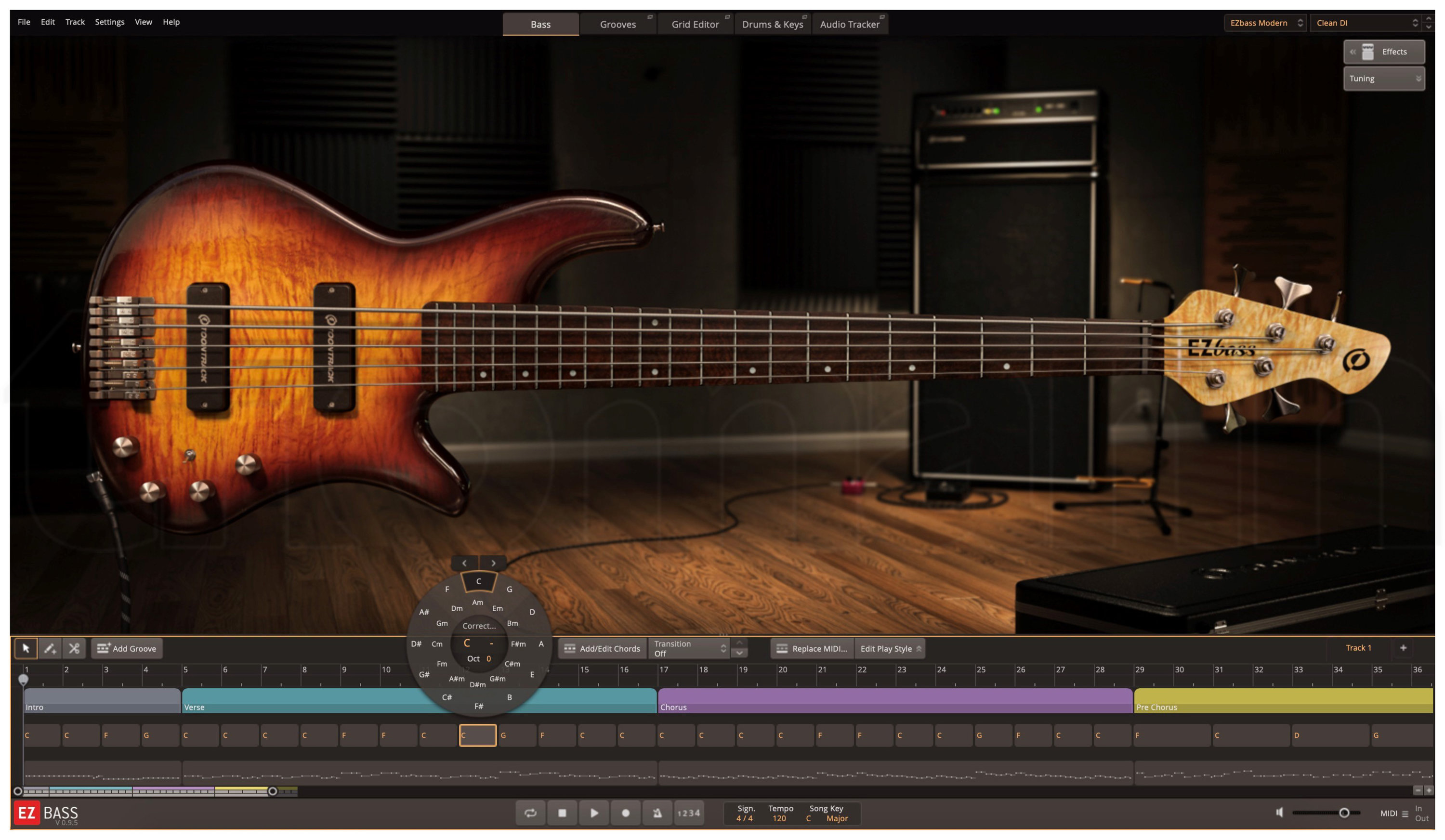 Toontrack EZbass interface