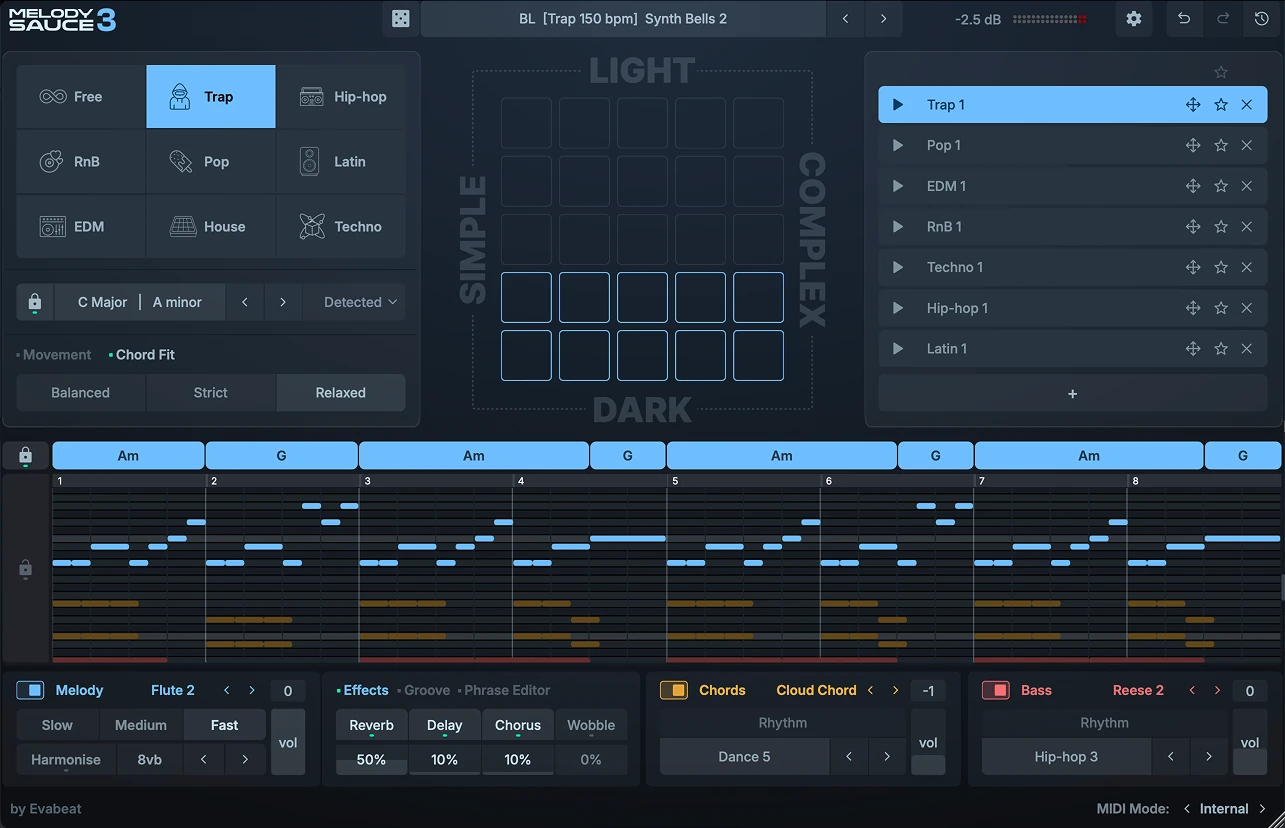 EVAbeat Melody Sauce 3 interface