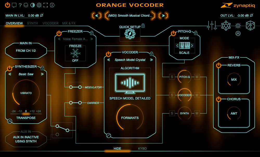 Zynaptiq Orange Vocoder IV interface