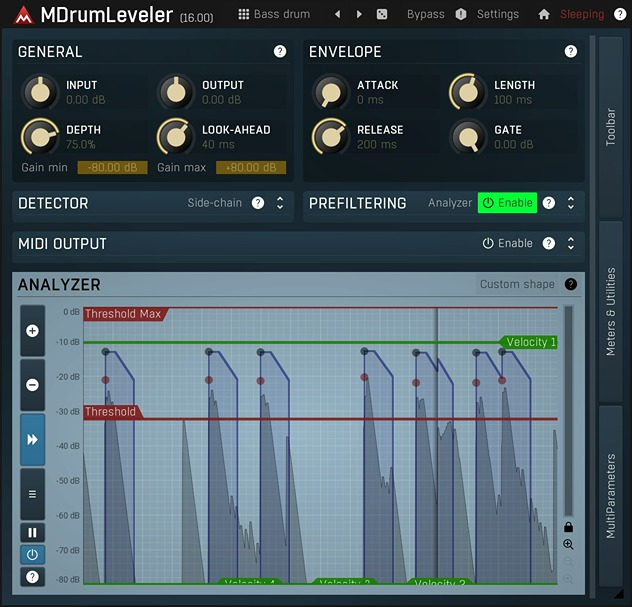 MeldaProduction MDrumLeveler interface