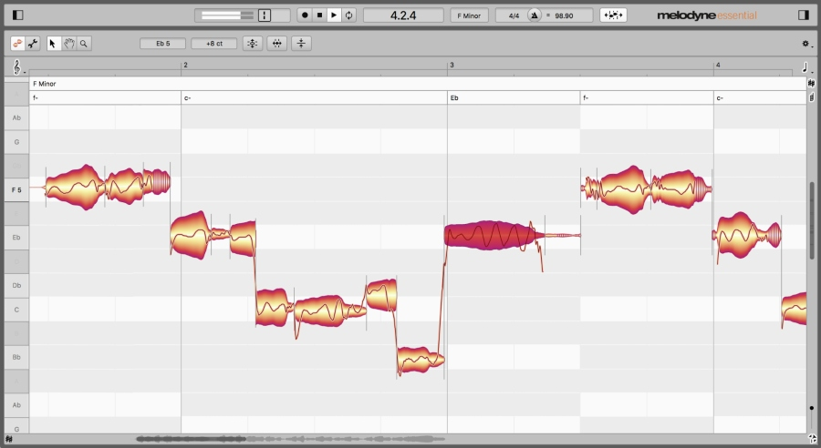 Celemony Melodyne 5 Essential interface