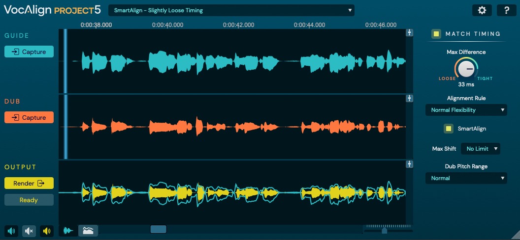 Synchro Arts Vocalign Project 5 interface