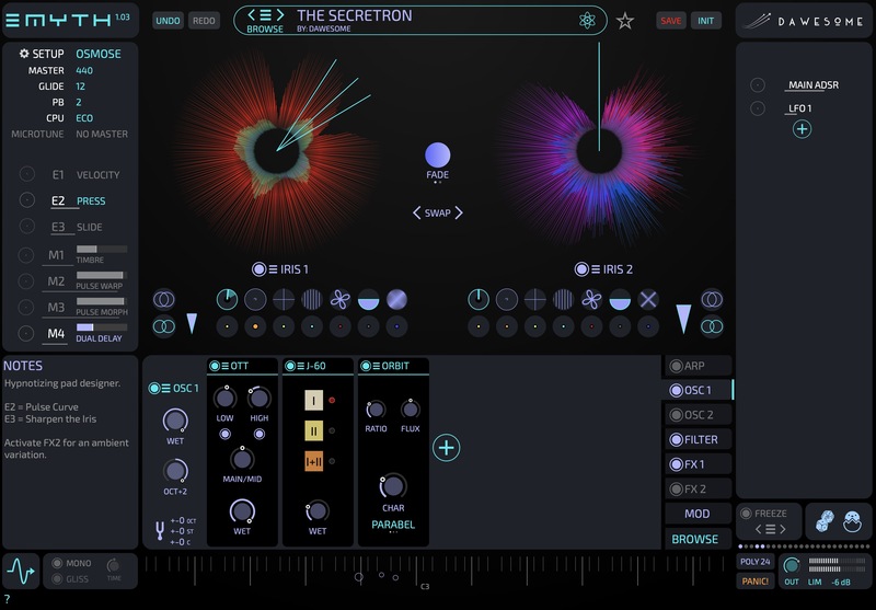 Tracktion Dawesome MYTH interface