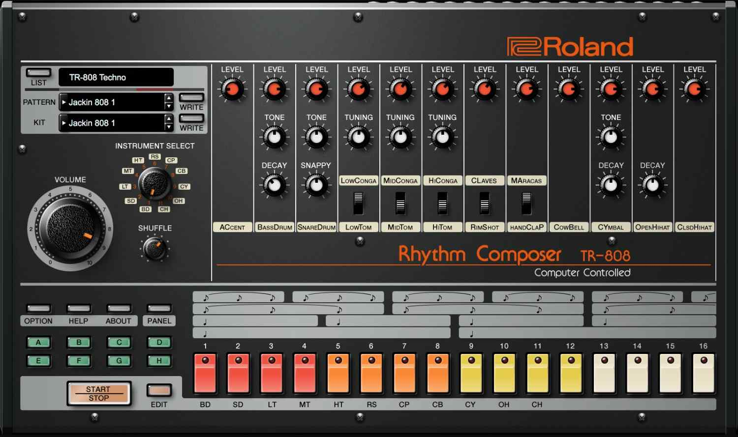 Roland TR-808 interface