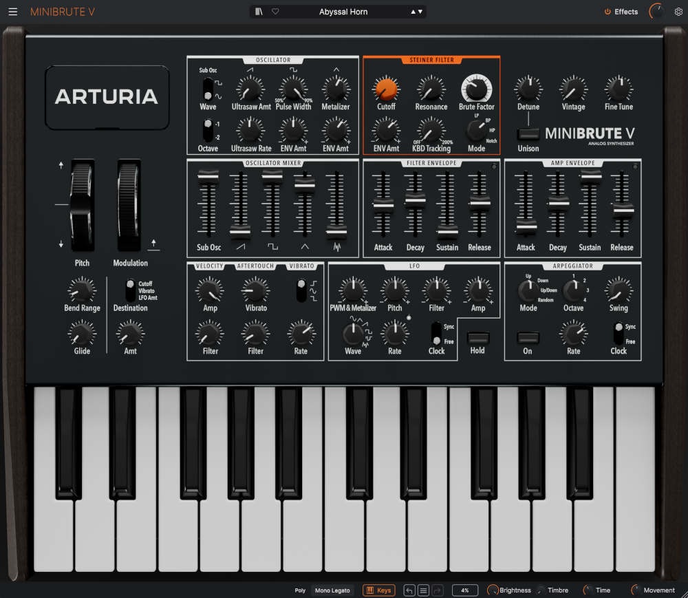 Arturia MiniBrute V interface