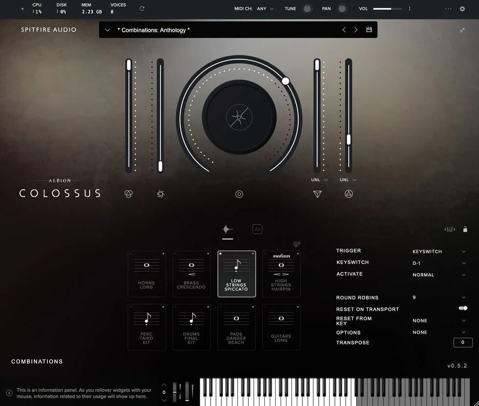 Spitfire Audio Albion Colossus interface