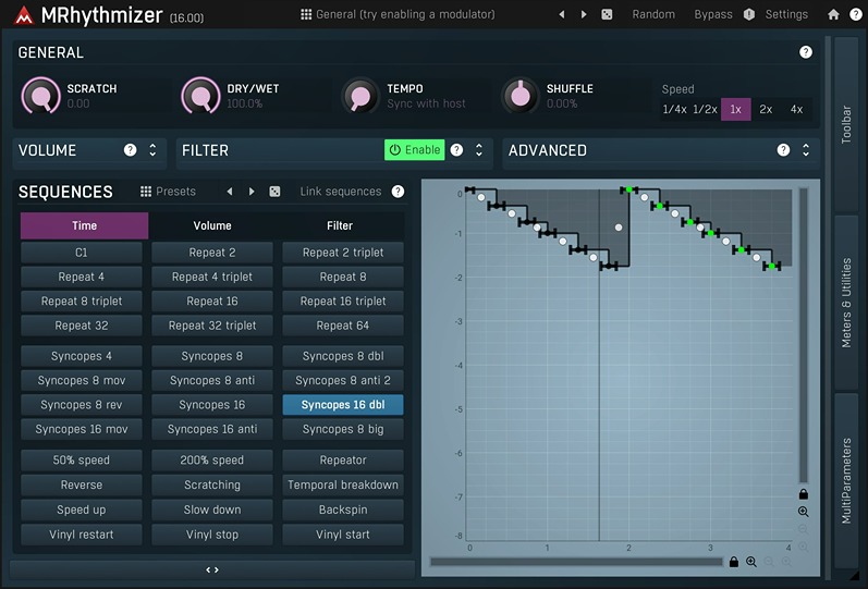 MeldaProduction MRhythmizer interface