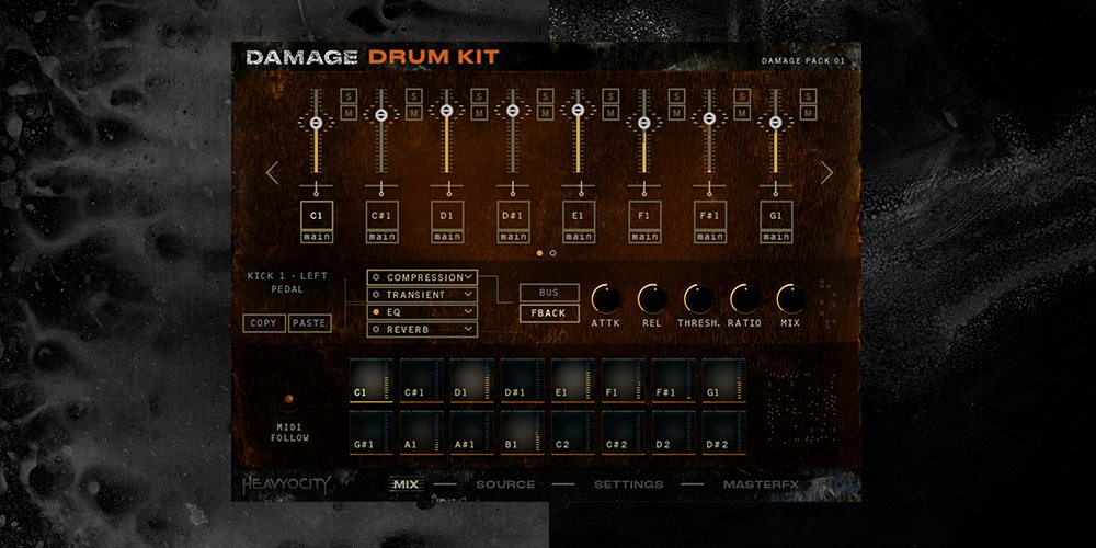 Heavyocity Damage Drum Kit interface