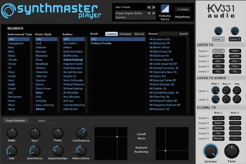 KV331 Audio SynthMaster Player interface
