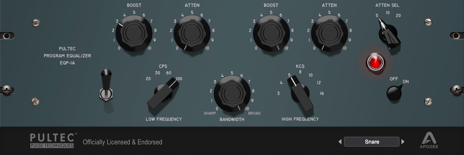 Apogee Pultec EQP-1A interface
