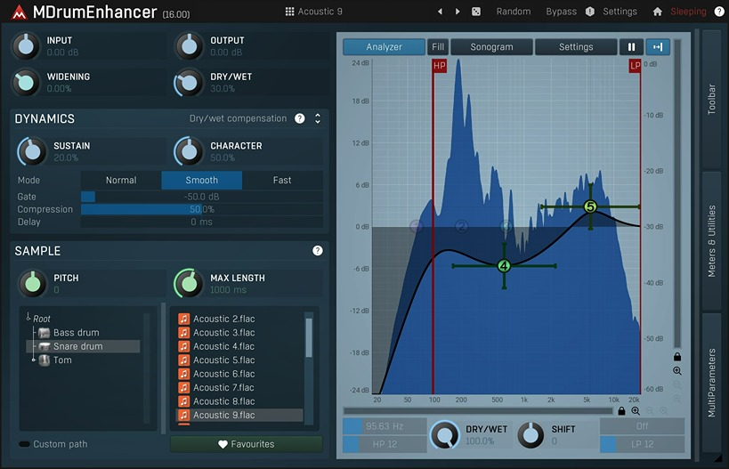 MeldaProduction MDrumEnhancer interface