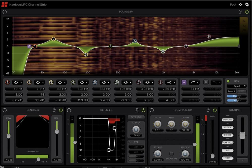 Harrison Consoles MPC Channel Strip interface