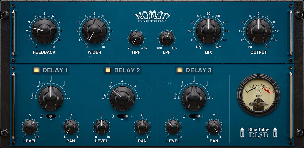 Nomad Factory Blue Tubes Tempo Delay 3D interface