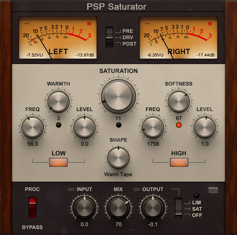 PSP Audioware Saturator interface
