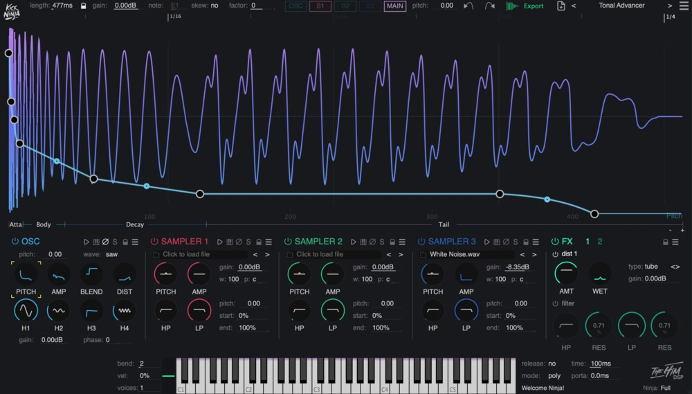 The Him DSP Kick Ninja interface