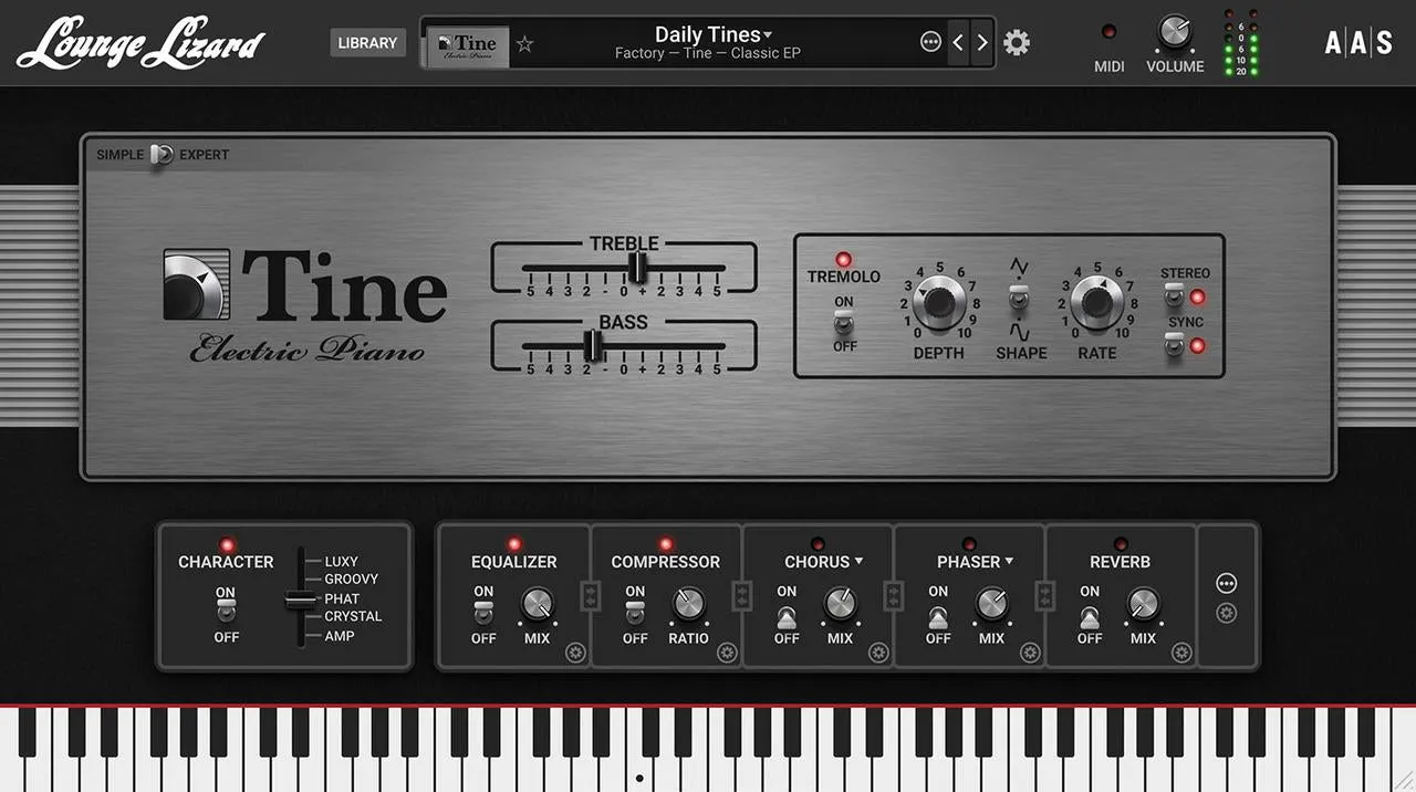 Applied Acoustics Lounge Lizard EP-5 interface