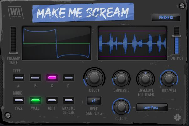 W. A. Production Make Me Scream interface