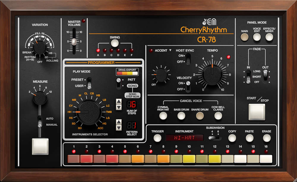 Cherry Audio CR-78 Drum Machine interface