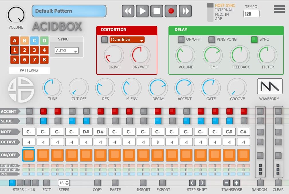 Audio Blast AcidBox V2 interface