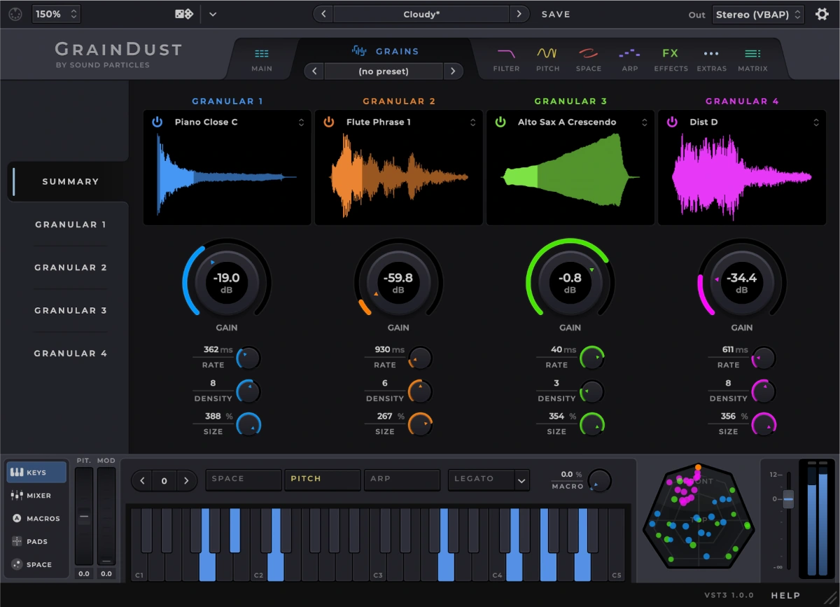 Sound Particles GrainDust interface
