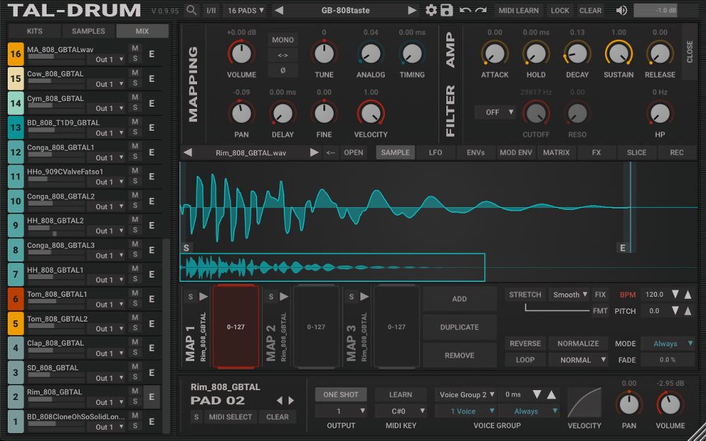 TAL Drum interface