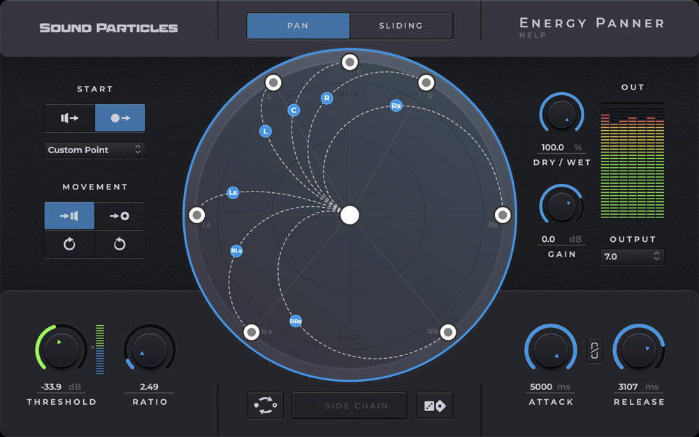 Sound Particles Energy Panner interface