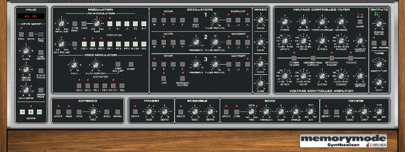 Cherry Audio Memorymode Synthesizer interface