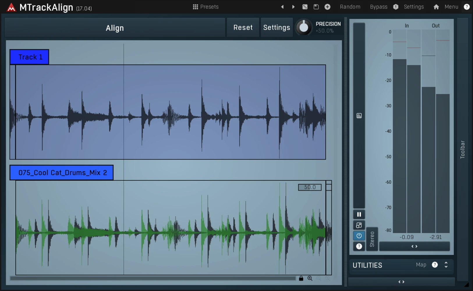 MeldaProduction MTrackAlign interface