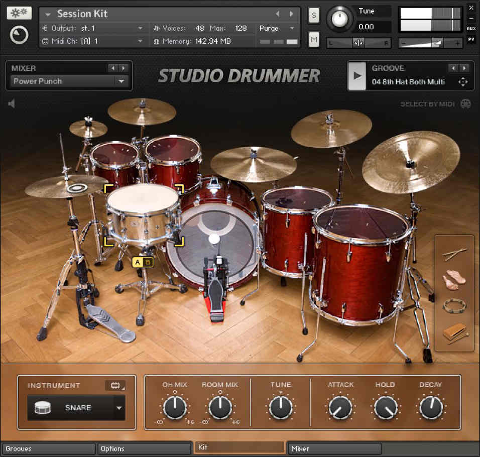 Native Instruments Studio Drummer interface