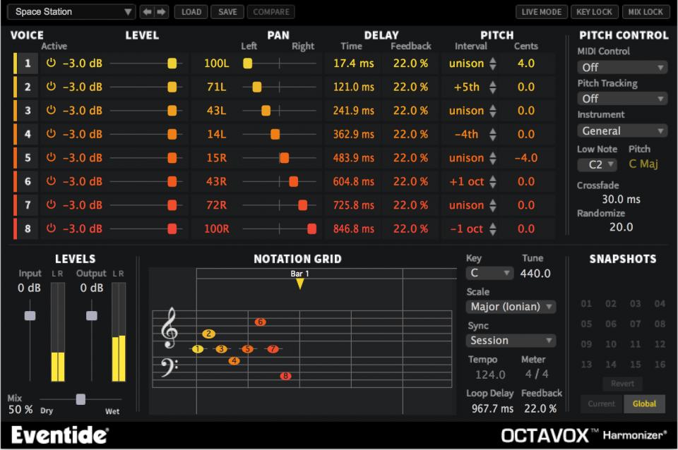 Eventide Octavox interface