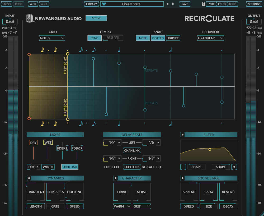 Newfangled Audio Recirculate interface