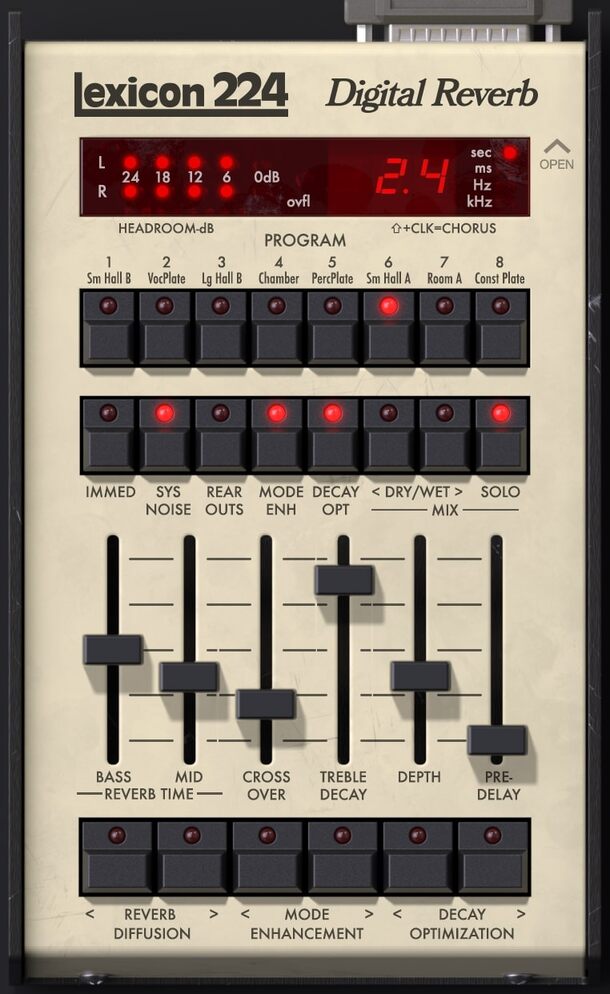 Universal Audio Lexicon 224 Digital Reverb interface