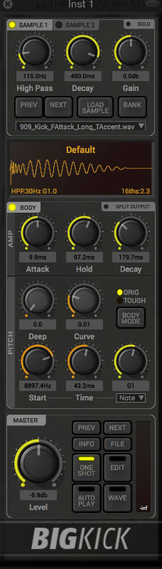 Plugin Boutique BigKick interface